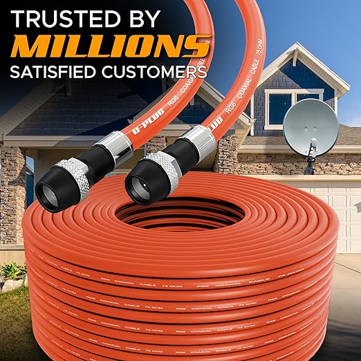 G-PLUG RG6 Coaxial Cable 200FT – Triple Shielded, Waterproof, 75 Ohm - Image 5
