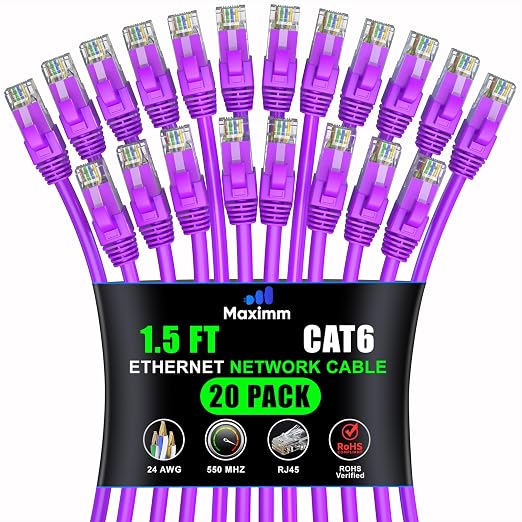 Maximm Cat 6 Ethernet Cable 1.5 ft by MaximmCable