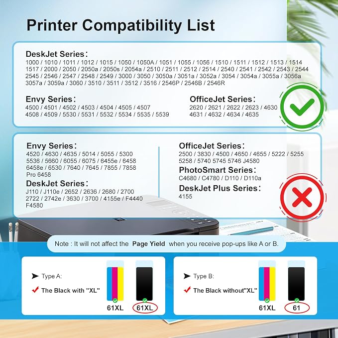 61XL Ink Cartridge Replacement for HP Ink 61 for HP 61 Ink Works - Image 2