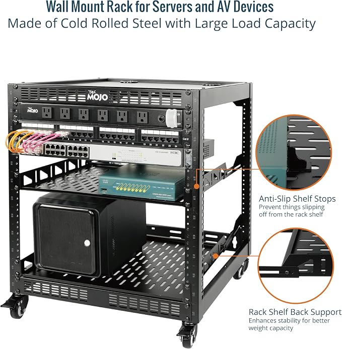 TECMOJO 12U Open Frame Network Rack - Image 3