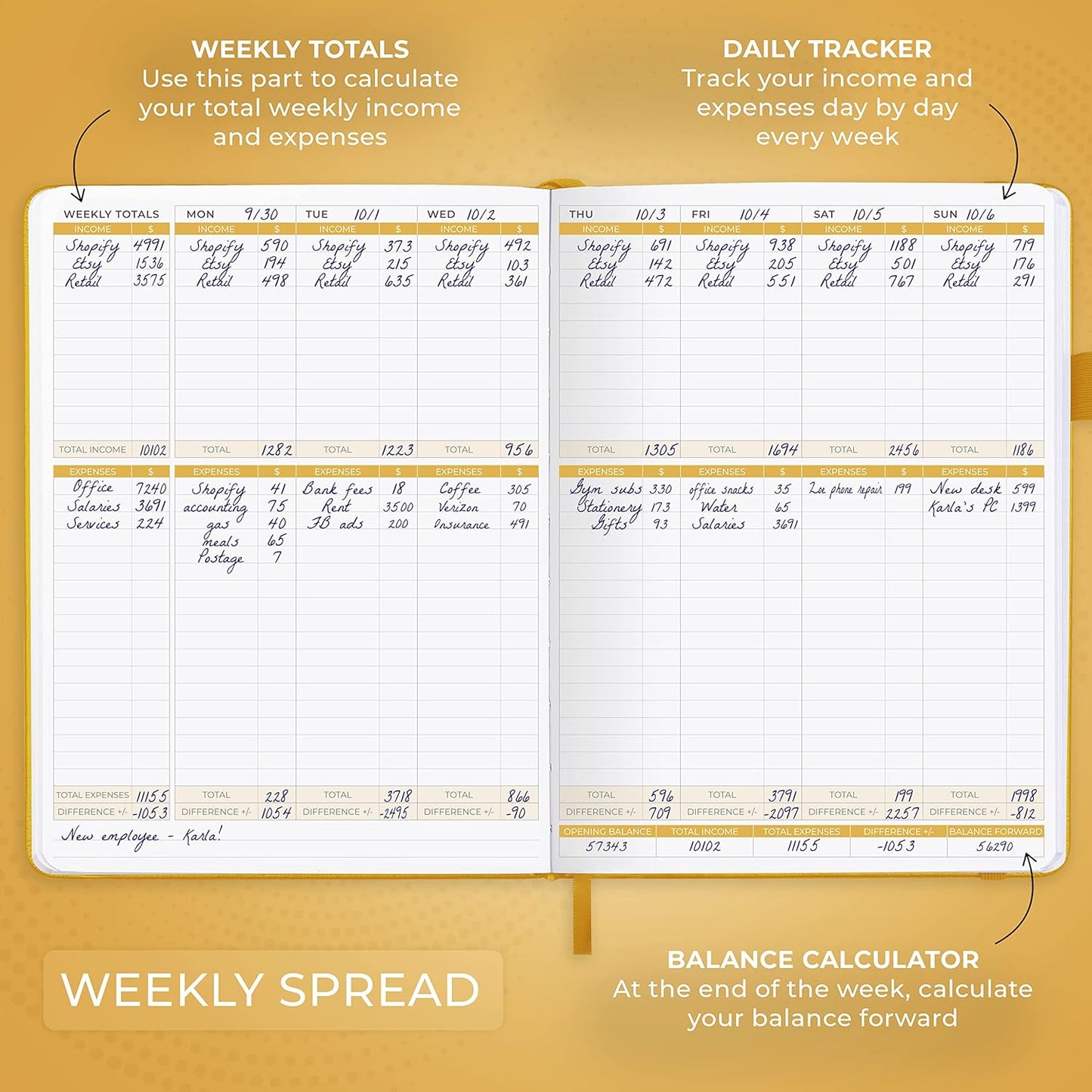 Clever Fox Income & Expense Tracker Large – Accounting & Bookkeeping Ledger Book for Small Business – 2-Year Record Notebook, A4 (Amber Yellow)