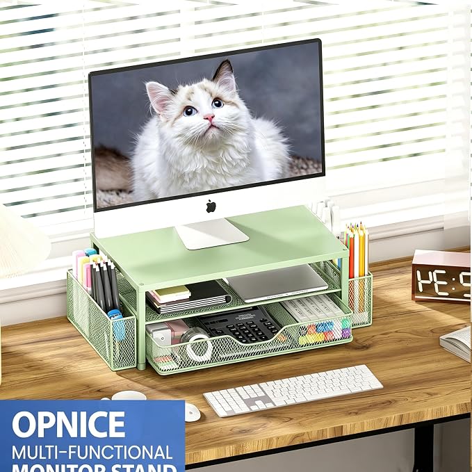OPNICE Desk Organizers and Accessories, 2-Tier Computer Monitor Stand Riser - Image 3