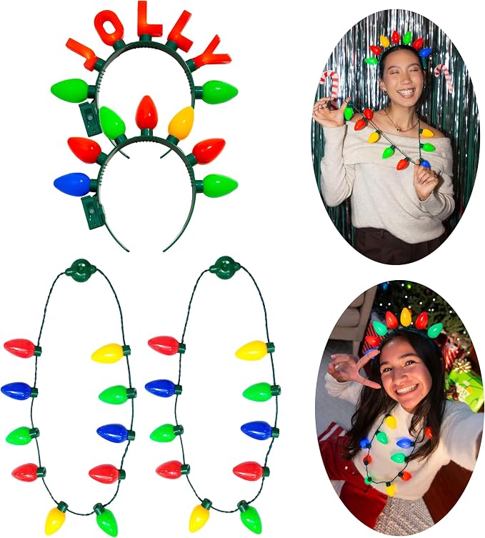 Light Up Party Wearables Set – LED Necklaces & Headbands, 3 Light Modes by coolthings