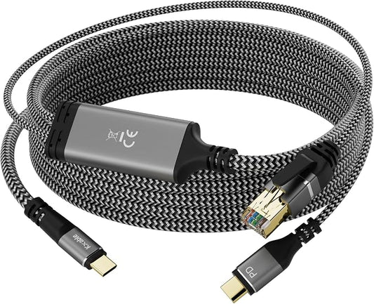 Ethernet to USB-C Cable, 6 FT, Type-C to RJ45 Cord by Kxable