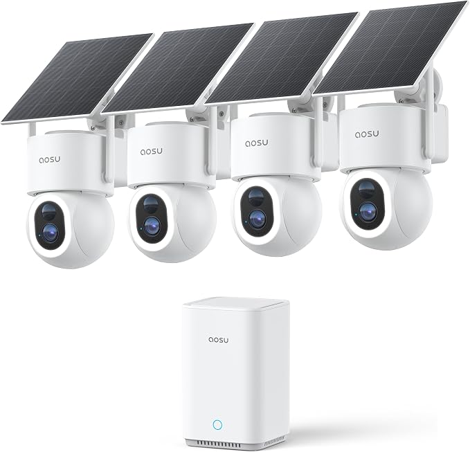 aosu SolarCam D1 Max 4-Cam Kit, 4K Solar Security Cameras Wireless Outdoor by AOSUSecurityOffical