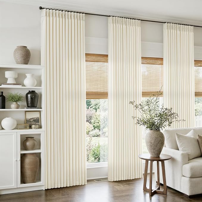 Cream Beige Pinch Pleated Linen Curtains 84 Inch 4 Panels Set - Image 8