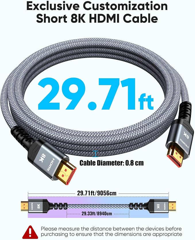 Highwings 8K HDMI Cable Long 2.1 30FT/9M, 48Gbps High Speed HDMI 4K120 144Hz - Image 3