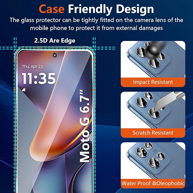 Designed for Motorola Moto G 5G 2025 Tempered Glass Screen Protector + Camera - Image 6