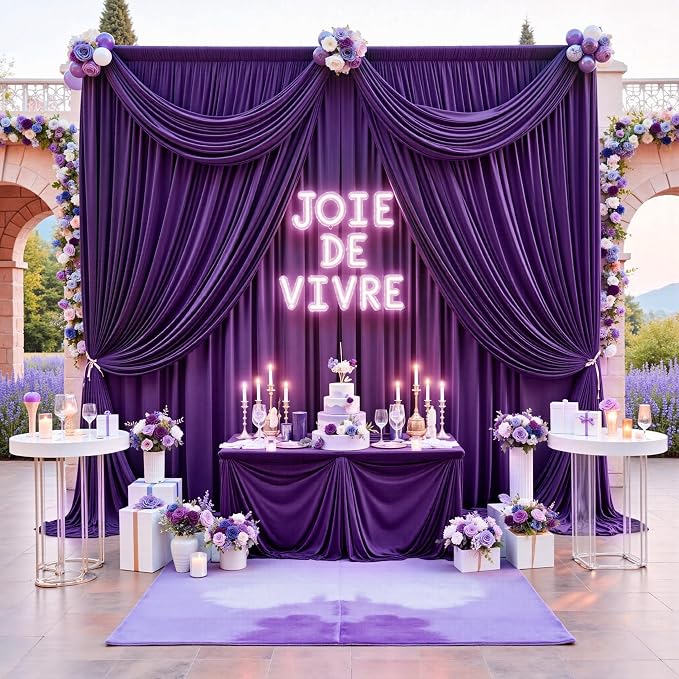 50ft x 12ft Purple Backdrop Curtains - Image 5