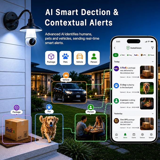 Light Bulb Security Camera, Smart AI Cam 2K HD Outdoor Lightbulb Camera - Image 3