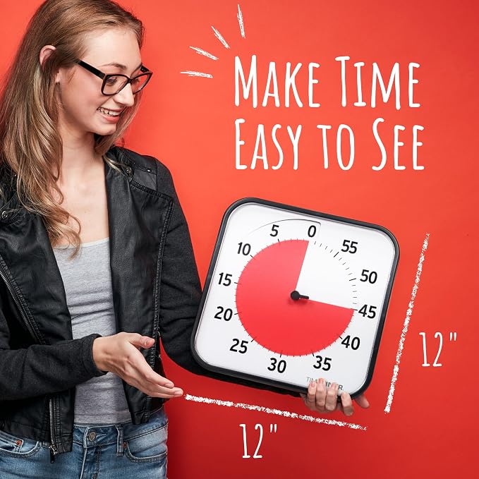 TIME TIMER 12 inch Visual Timer 60 Minute Kids Desk Countdown Clock - Image 3