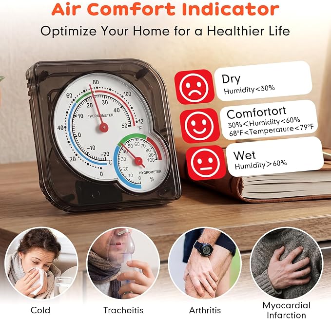 Kathfly 6 Pcs Indoor Thermometer and Humidity Gauge Indoor Mini Thermometer - Image 5