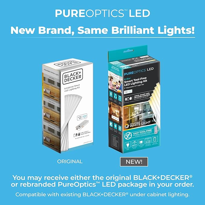 PureOptics LED Works with Alexa Smart Under Cabinet Lighting Kit, Adjustable - Image 2