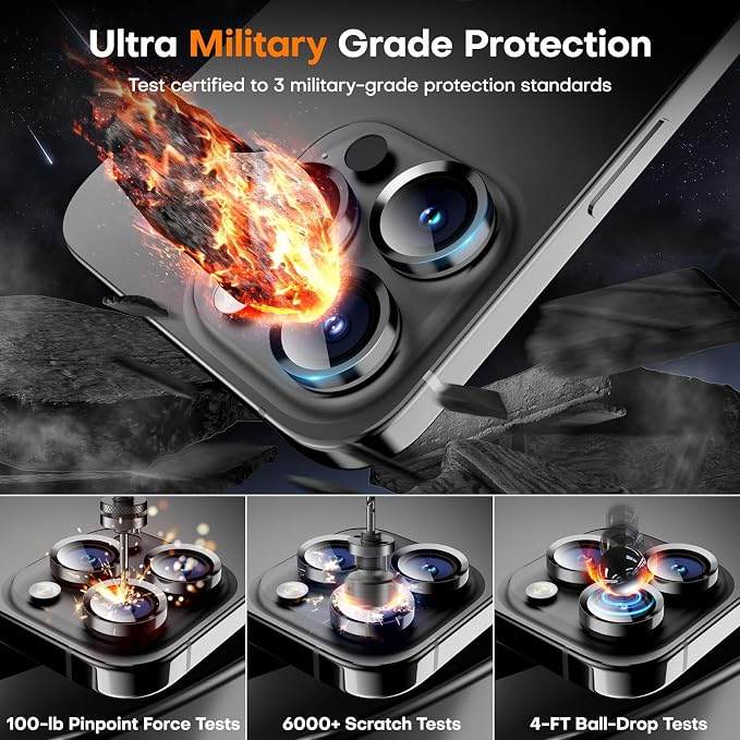for iPhone 16 Pro/iPhone 16 Pro Max Camera Lens Protector, Tempered Glass - Image 3