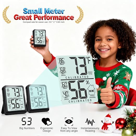 Antonki 2-Pack Room Thermometer, Digital Small Hygrometer Indoor Thermometer - Image 3