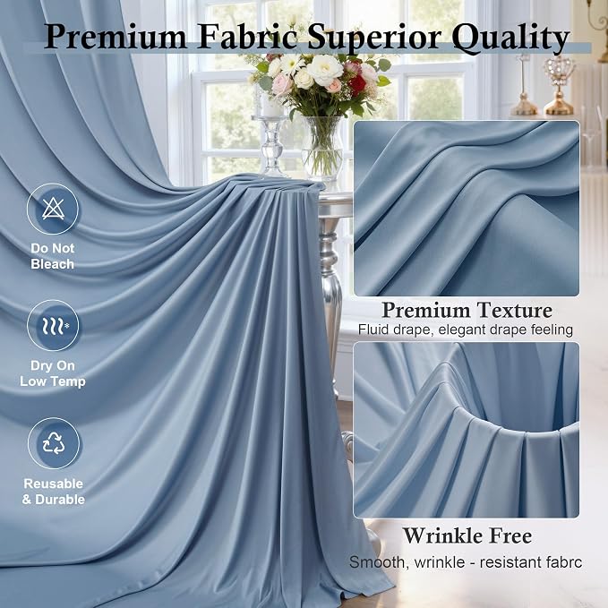 50ft x 15ft Dusty Blue Backdrop Curtains - Image 3