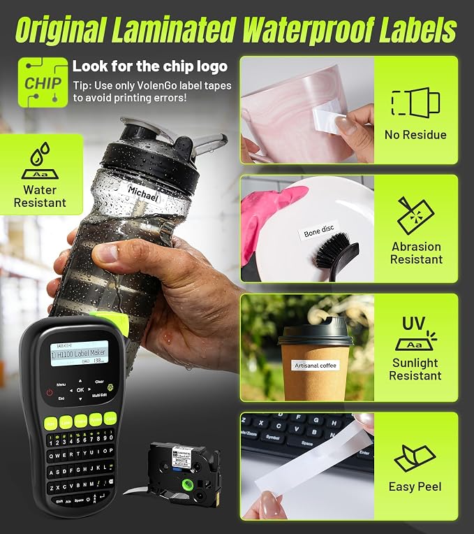 Label Maker Machine with 4 Tapes, Wire Label Maker Waterproof-Labels, Laminated - Image 5