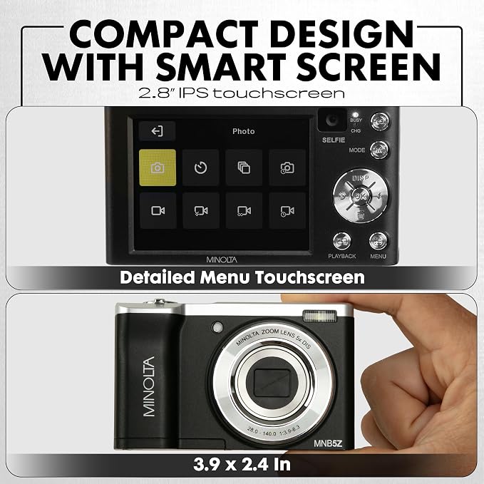 Minolta 56MP Dual Lens Digital Camera – 5X Optical Zoom, 5K Ultra HD Video - Image 4