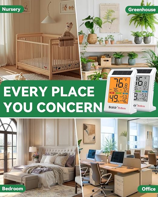 BALDR 2-Pack Indoor Thermometer Humidity Meter, Digital Hygrometer - Image 9