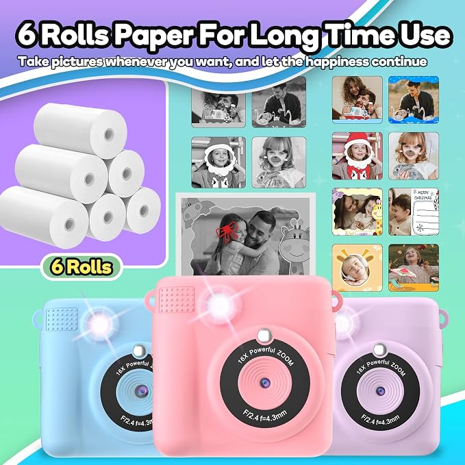 Printer Paper, 6 Rolls for Kids Instant Print Camera, HD Printing Thermal Print - Image 7