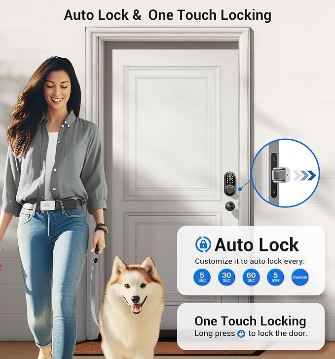 Veise RZ07C Smart Locks for Front Door, 2 Knob Handle Set, Fingerprint Keyless - Image 3