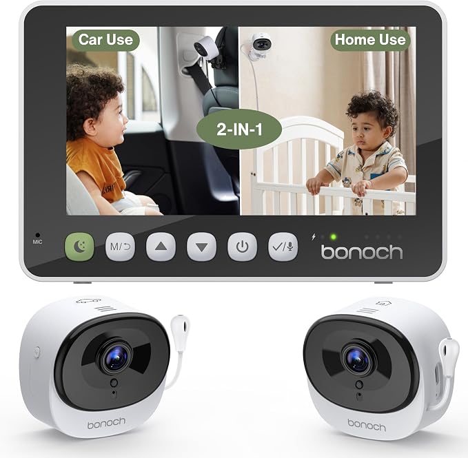 bonoch 2-in-1 Car Home Dual-Use Baby Monitor, 2 USB Powered Cameras by bonoch