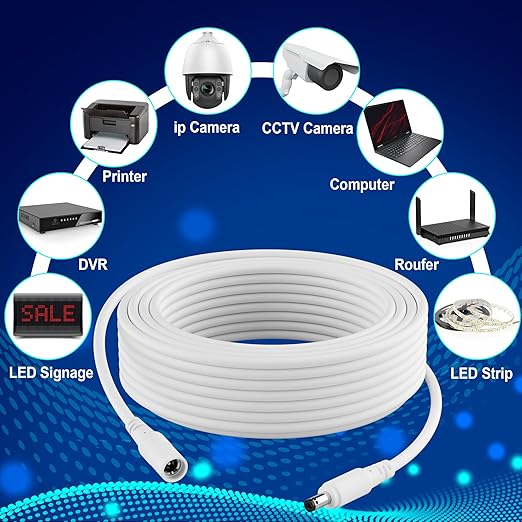 12V DC Power Extension Cable 50 FT, 5.5 mm x 2.1 mm 5521 Male to Female Supply - Image 4