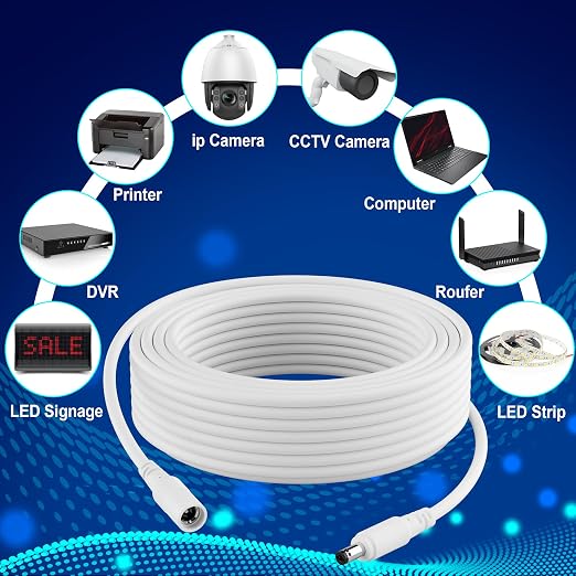 12V DC Power Extension Cable 25 FT, 5.5 mm x 2.1 mm 5521 Male to Female Supply - Image 4