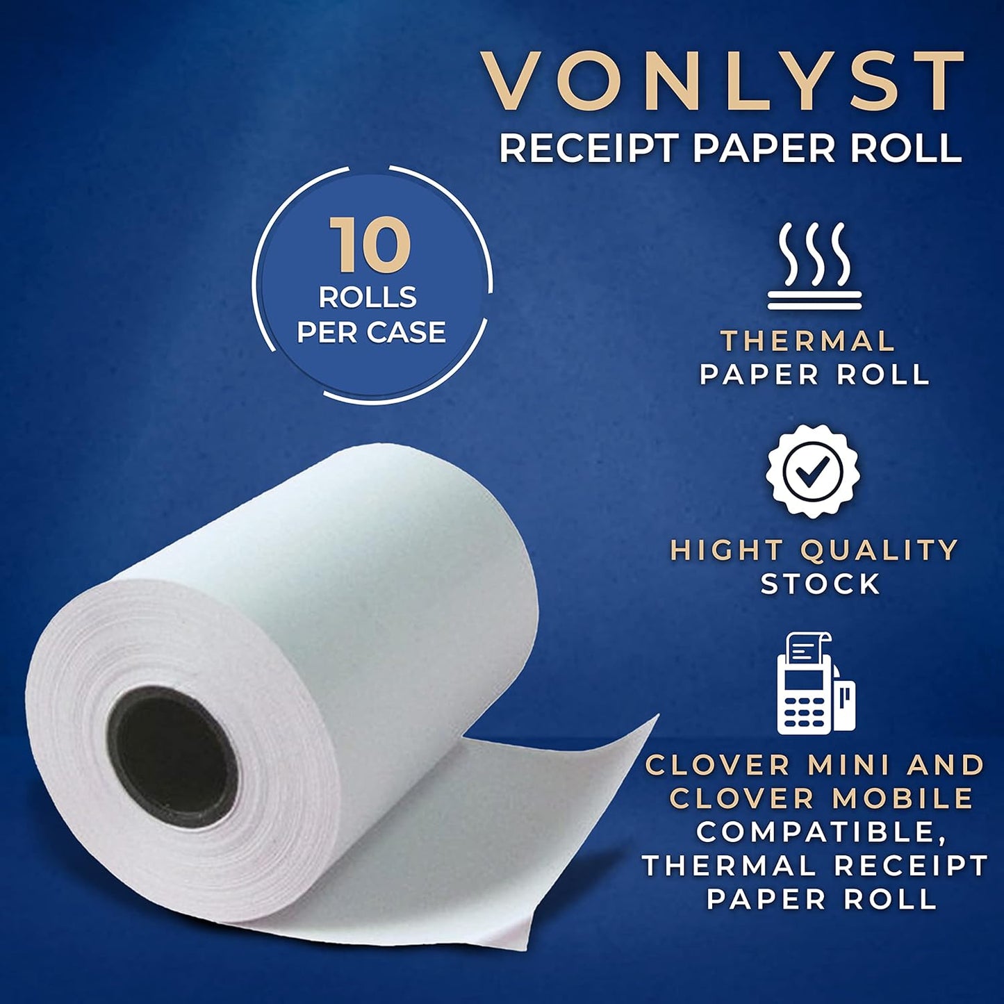 Receipt Paper for Clover Mini and Clover Mobile Thermal Printer 2 1/4 x 80 (10 rolls)