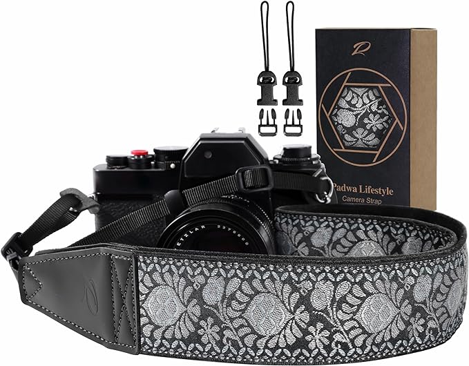 Padwa Lifestyle Gray Flower Camera Strap by PadwaLifestyleCameraStrap