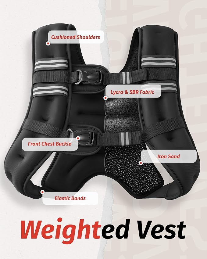 ZELUS Weighted Vest, 6lb/8lb/12lb/16lb/20lb/25lb/30lb Weight Vest - Image 4