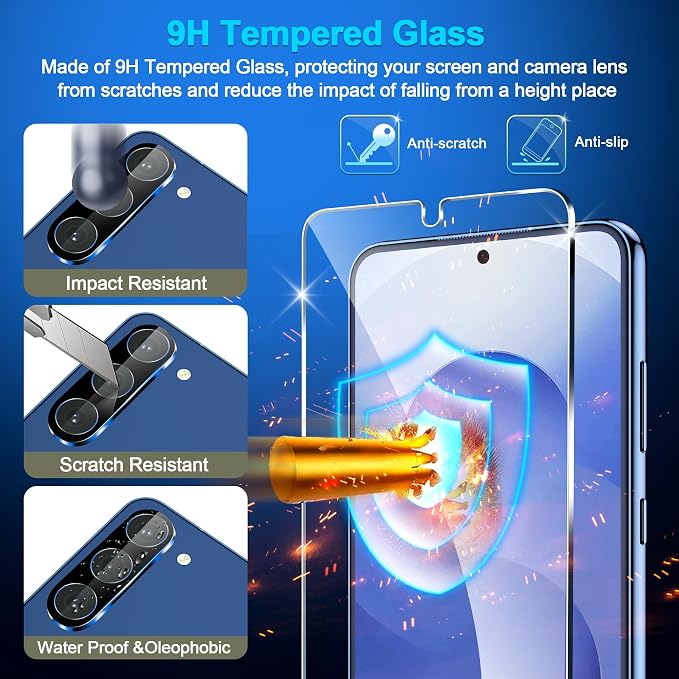 Pack Galaxy S25 FE Screen Protector, HD Clear Tempered Glass, Fingerprint Unlock - Image 6