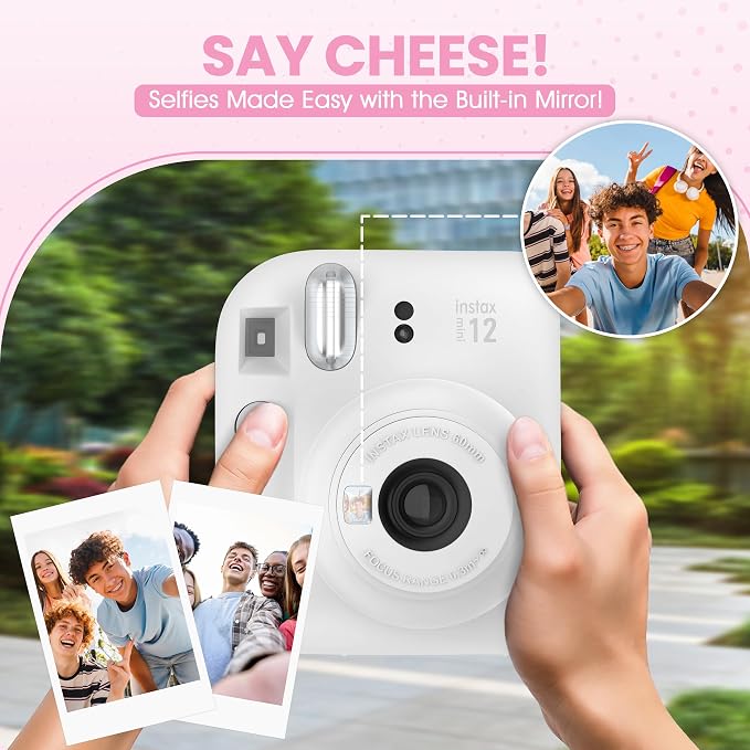 Fujifilm Instax Mini 12 Instant Camera Clay White + Minimate Custom Designed - Image 3