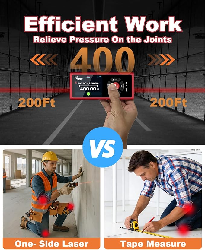 Dual Laser Measuring Tool 400Ft, Rechargeable Laser Measure Tool - Image 3