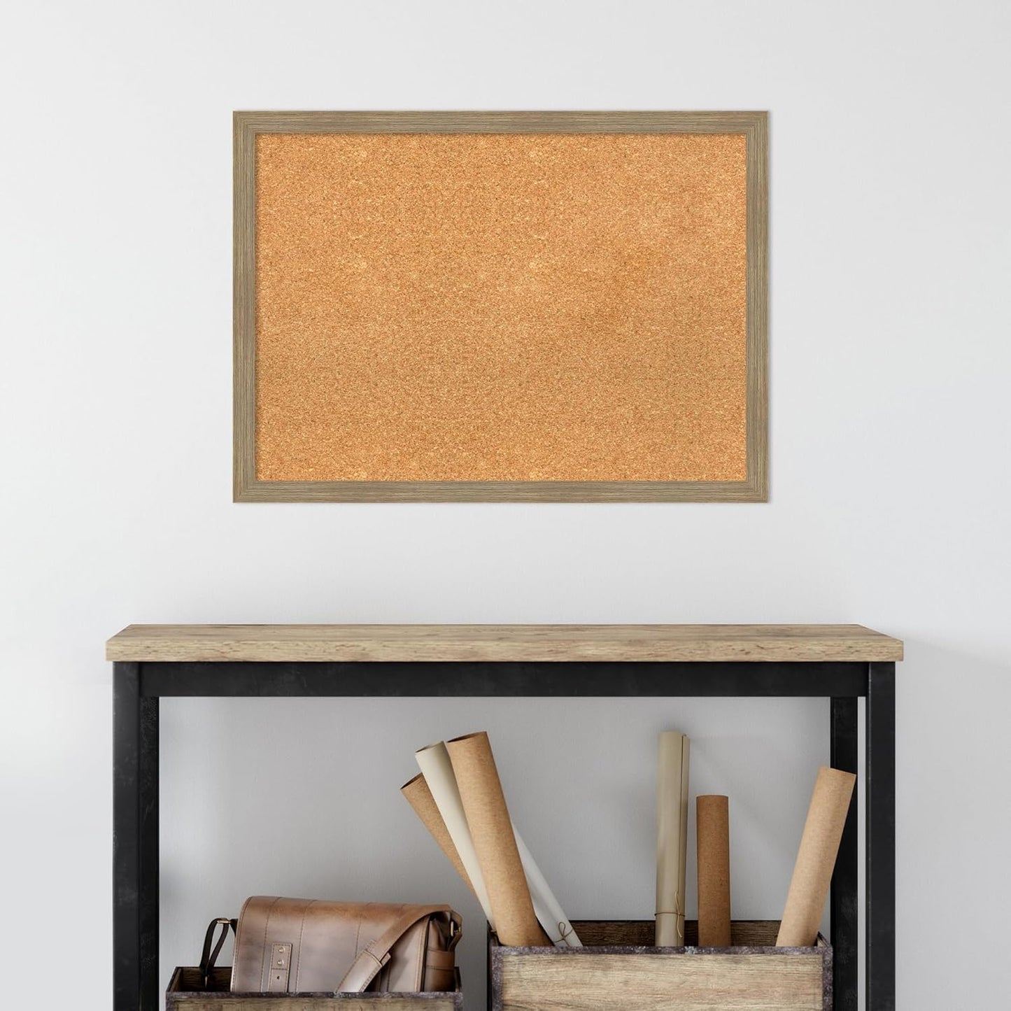 Amanti Art Natural Cork Board for Wall, 22x30 Vision Board with Brown Wood Frame, Medium Corkboard Office Decor for Home Organization, Casual Corkboard Pinboard to display items for home organization