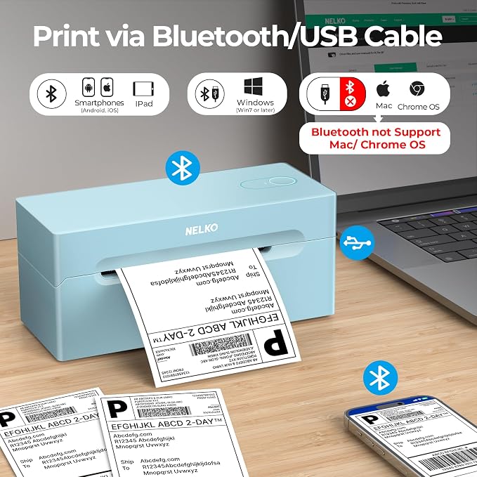 Nelko Bluetooth Thermal Shipping Label Printer, 4x6 Shipping Label Printer - Image 3