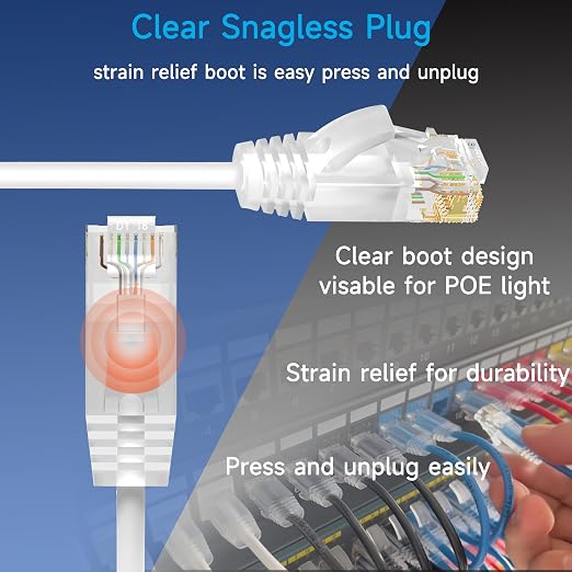 Cat6a Slim Ethernet Patch Cable 14 ft, Cat6a Patch Cable - Image 4