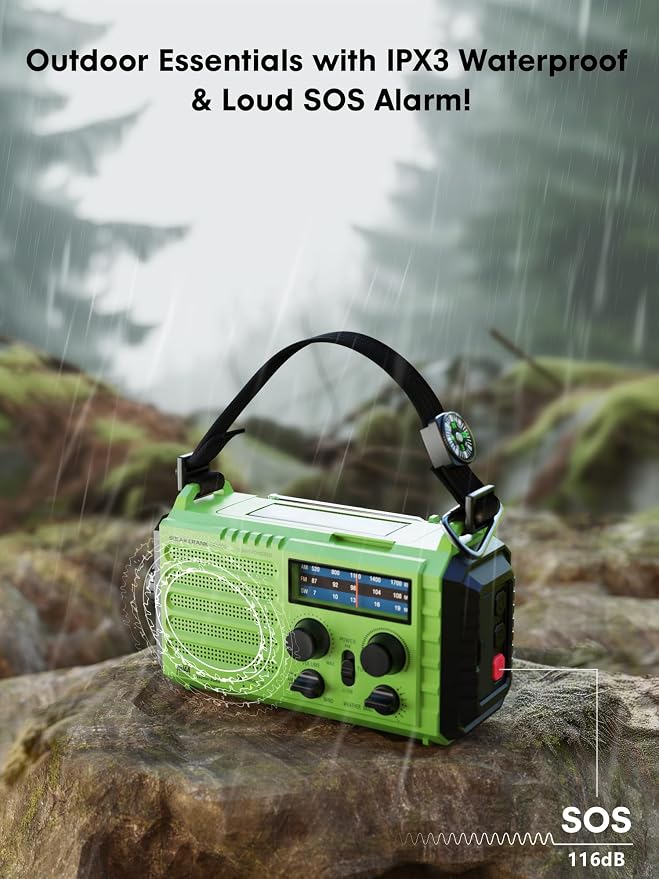Raynic Weather Radio, 5000mAh/18500mWh Solar Hand Crank Emergency Radio - Image 8