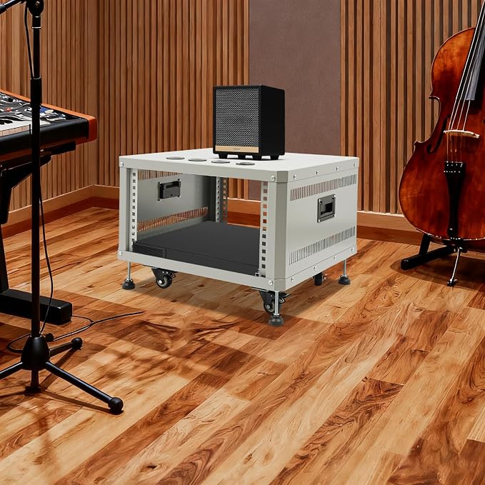 6U Stereo & Studio Rack with Wheels, Open Frame Audio Rack Cabinet, Rolling - Image 2