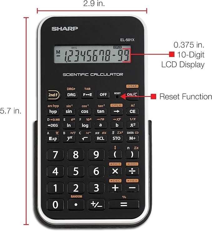 Sharp EL501X2BWH Engineering/Scientific Calculator - Image 4