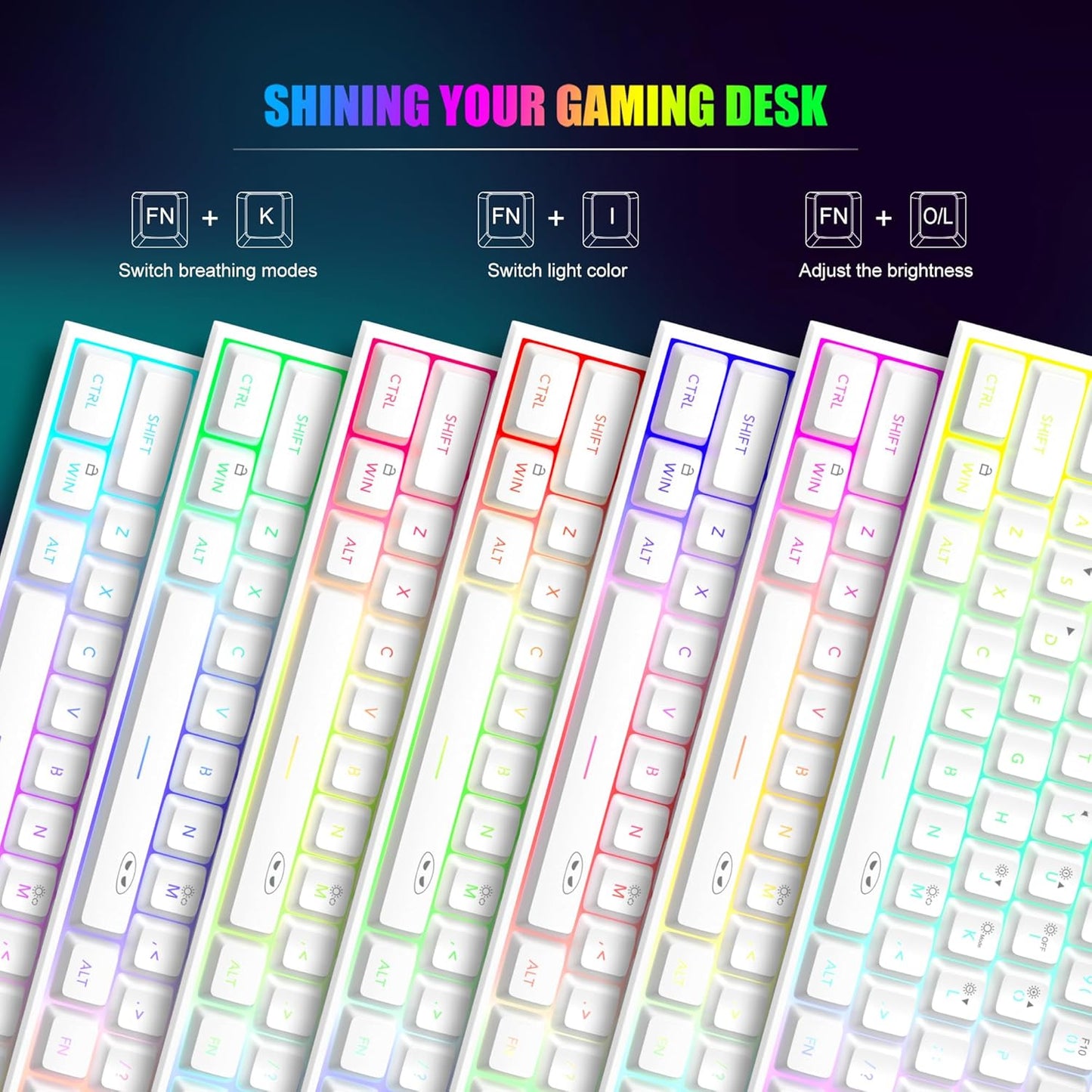 MageGee Mini 60% Gaming Keyboard, Upgrade RGB Backlit 61 Key Ultra-Compact Keyboard, TS91 Ergonomic Waterproof Mechanical Feeling Office Computer Keyboard for PC, MAC, PS4, Xbox ONE Gamer(White)