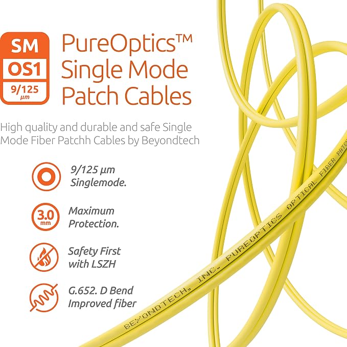 BEYONDTECH 2m LC to SC Fiber Patch Cable – UPC Single-Mode Duplex Fiber Optic - Image 5