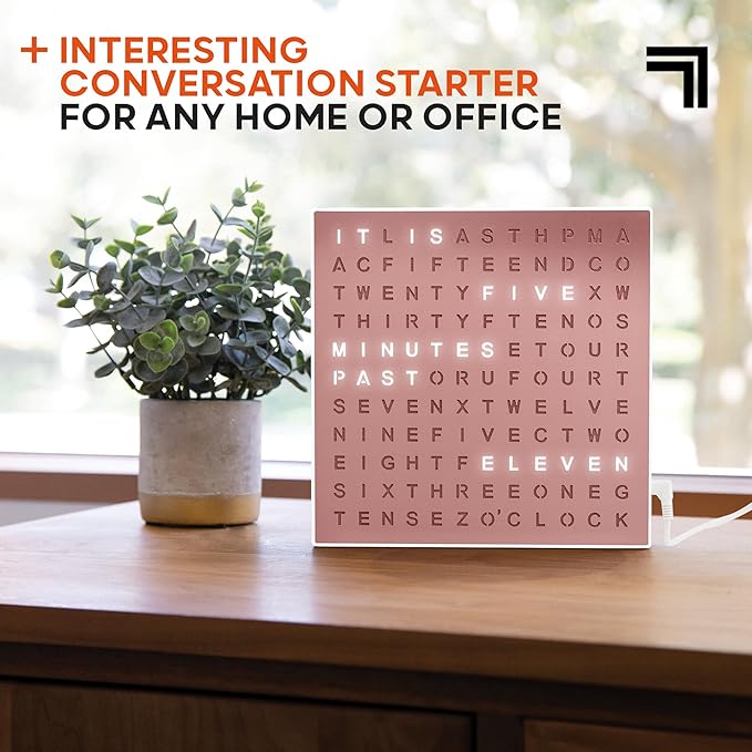 Sharper Image LED Word Digital Clock, Rose Gold Finish, Light-Up Desk & Wall - Image 4