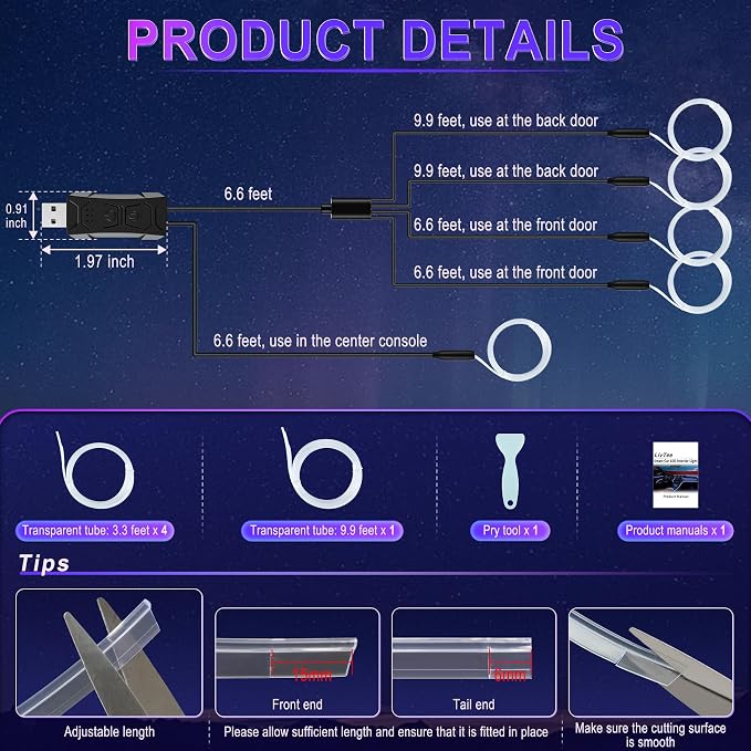 LivTee Smart Car LED Interior Lights - Image 3