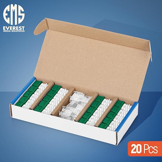 Everest 90° Angled RJ45 Cat6 Keystone Jacks 20-Pack in Green - Image 2