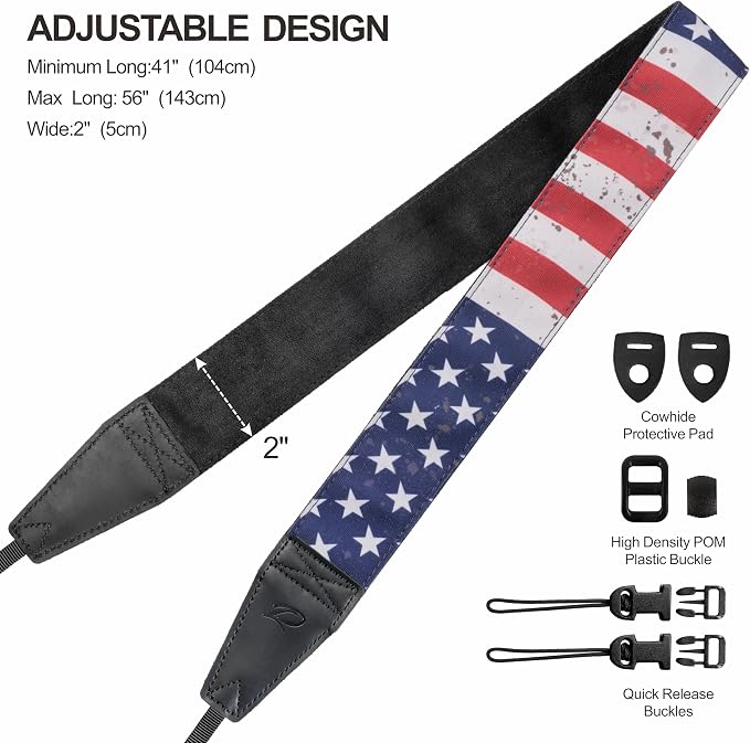 Padwa Lifestyle American Flag Print Camera Strap - Image 6