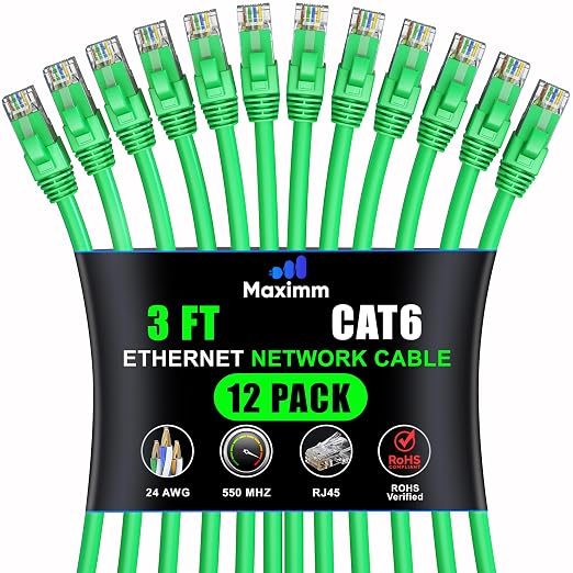 Maximm Cat 6 Ethernet Cable - 3 ft - High-Speed LAN by MaximmCable