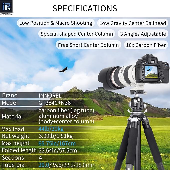 Carbon Fiber Tripod-INNOREL GT284C Professional Compact Tripod - Image 2