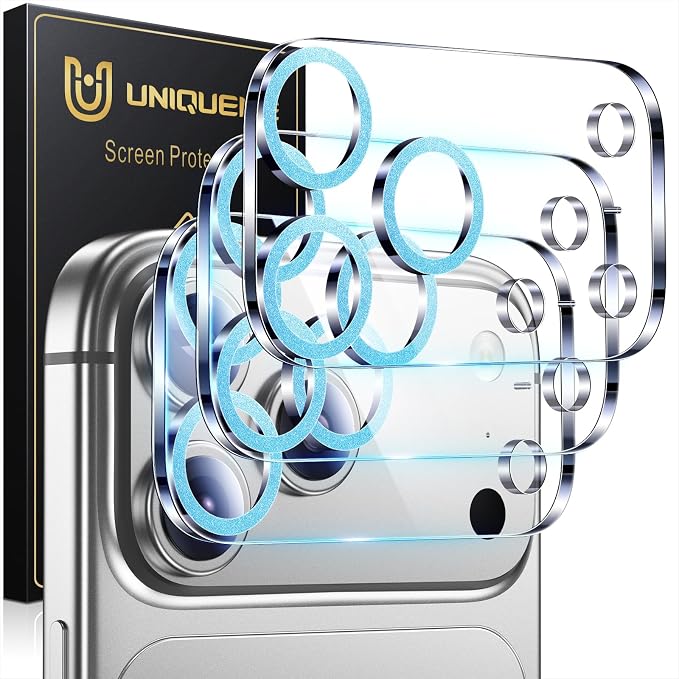 UniqueMe Compatible for 3 Pack iPhone 17 Pro Camera Lens Protector by UniqueMe