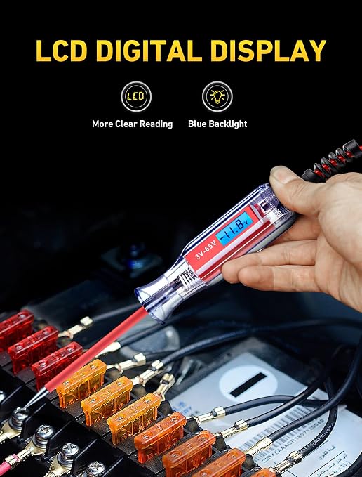 Heavy Duty 3-65V Backlit Digital LCD Circuit Tester, Test Light - Image 2